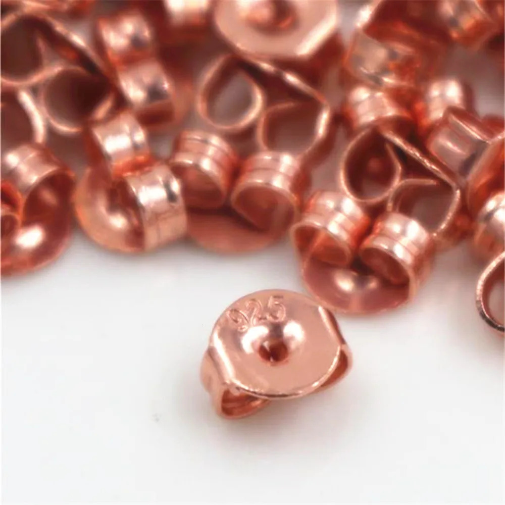 100pcs High Quality 925 Silver Plated Rose Gold Color Copper Earring Back Plug Settings Base Ear Studs Whole Sale 250804