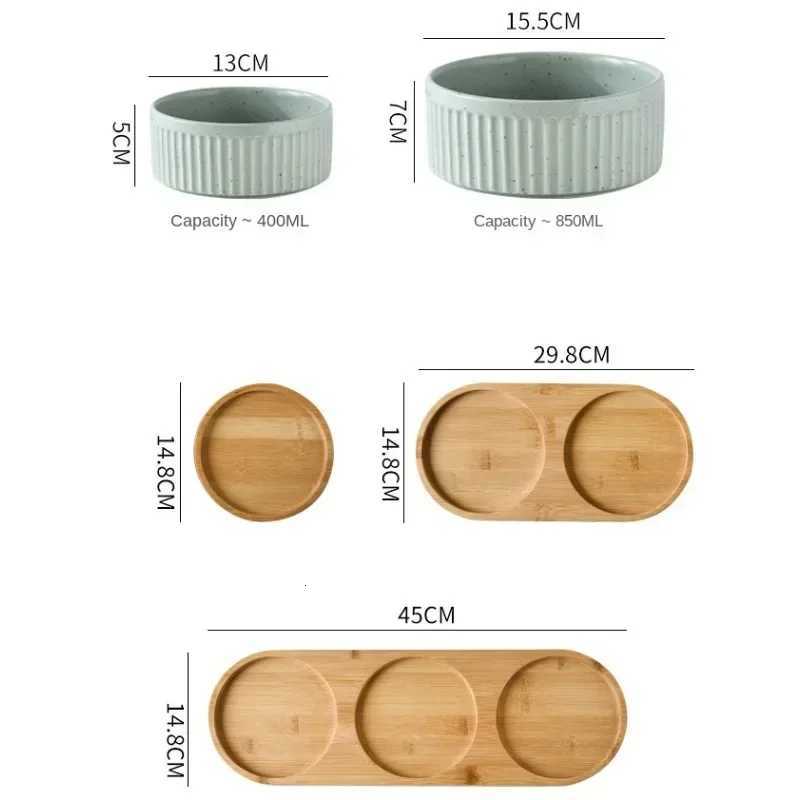 400/850Ml Dog Bowl Anti-knock Pet Cat Bowl Ceramic Small Medium and Large Dog Protection Cervical Spine with Tray Pet Supplies Y250806