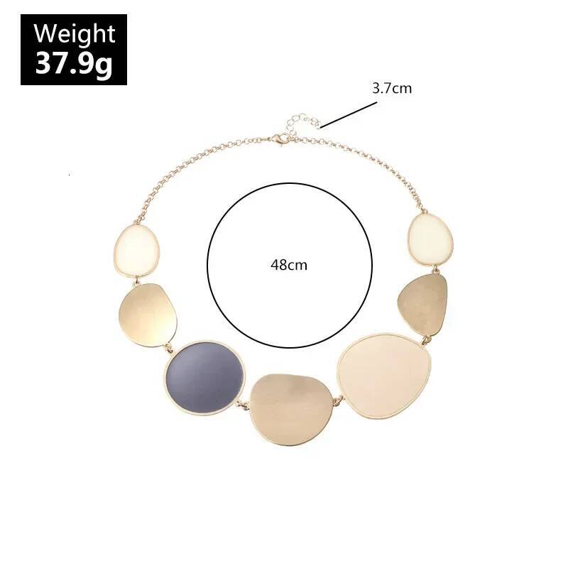 Boho Metal Disc Pendant Choker Necklace For Girls Golden Chains Vintage Big Round Wafer Dangle Statement Necklaces Women Jewelry Jewelry for Women