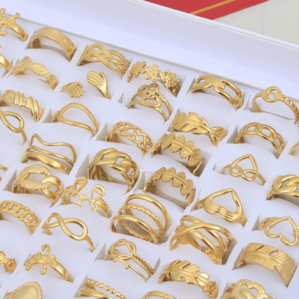 20 Pieces/Lot Vintage Adjustable Stainless Steel Rings Mixed Oil Pressure Steel Men and Women Couple Finger Ring 250730