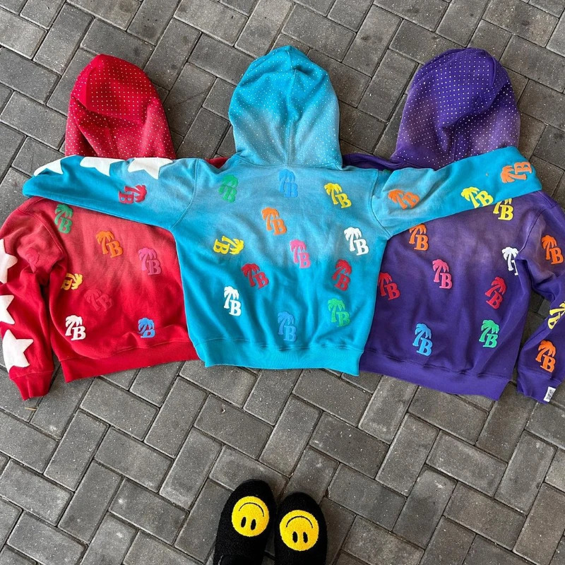 Y2K trendy letter pattern loose casual comfortable hooded zipper retro hoodie jacket top unisex 250804