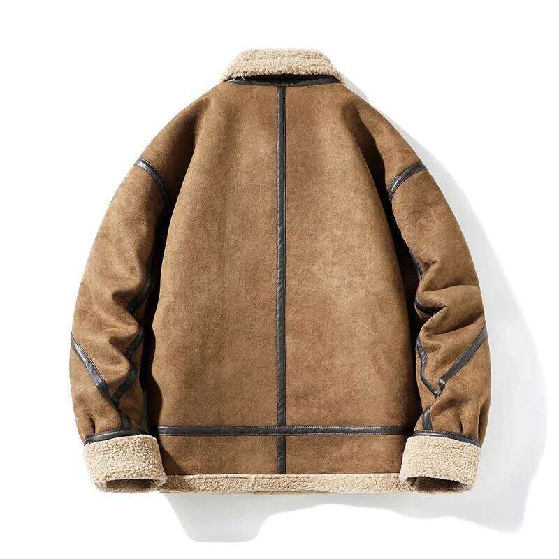 Designer Clothing 2025 Fleece Cashmere Outwear Fashion Parkas Men Brand Clothing Lamb Wool Parka Male Casual Jacket Windbreaker