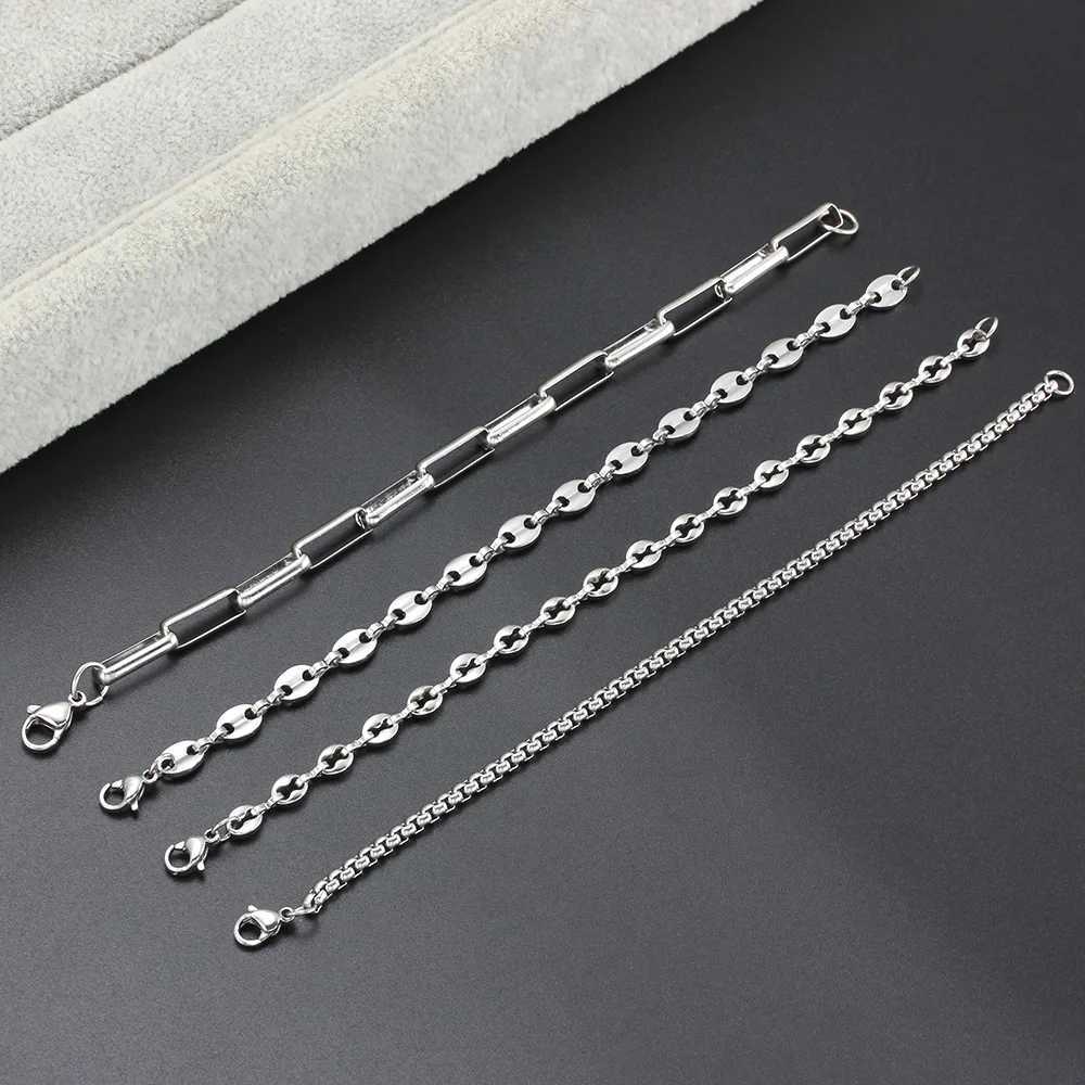 2023 Luxury Stainless Steel Bracelets for Men and Women Silver Color Coffee Bean Box Chain Bracelet Charm Jewelry Gift 7-9 Inches W250807