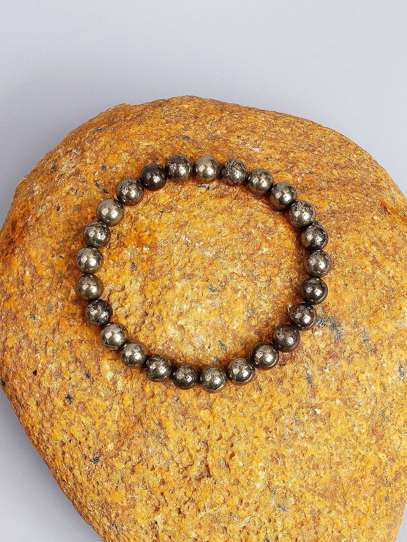Natural Pyrite Stone Bead Bracelet for Wealth Abundance Confidence Boost Positive Energy Flow Protective Empowerment Jewelry W250807