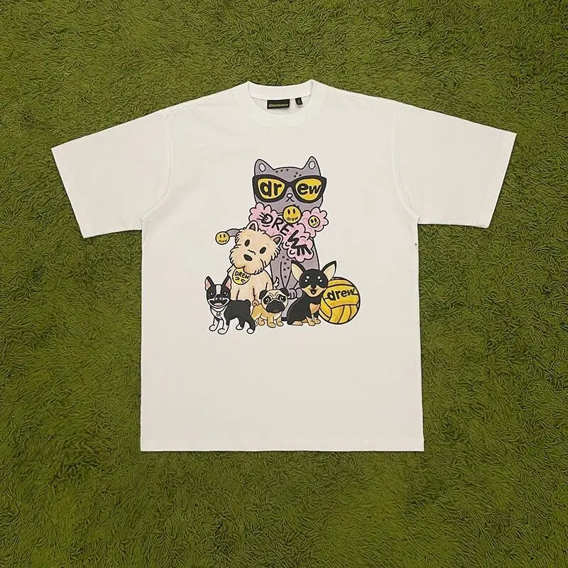 Drew House New Mens Clothing cartoon print T shirt men's and women's printed loose short sleeve T-shirt Designer luxury