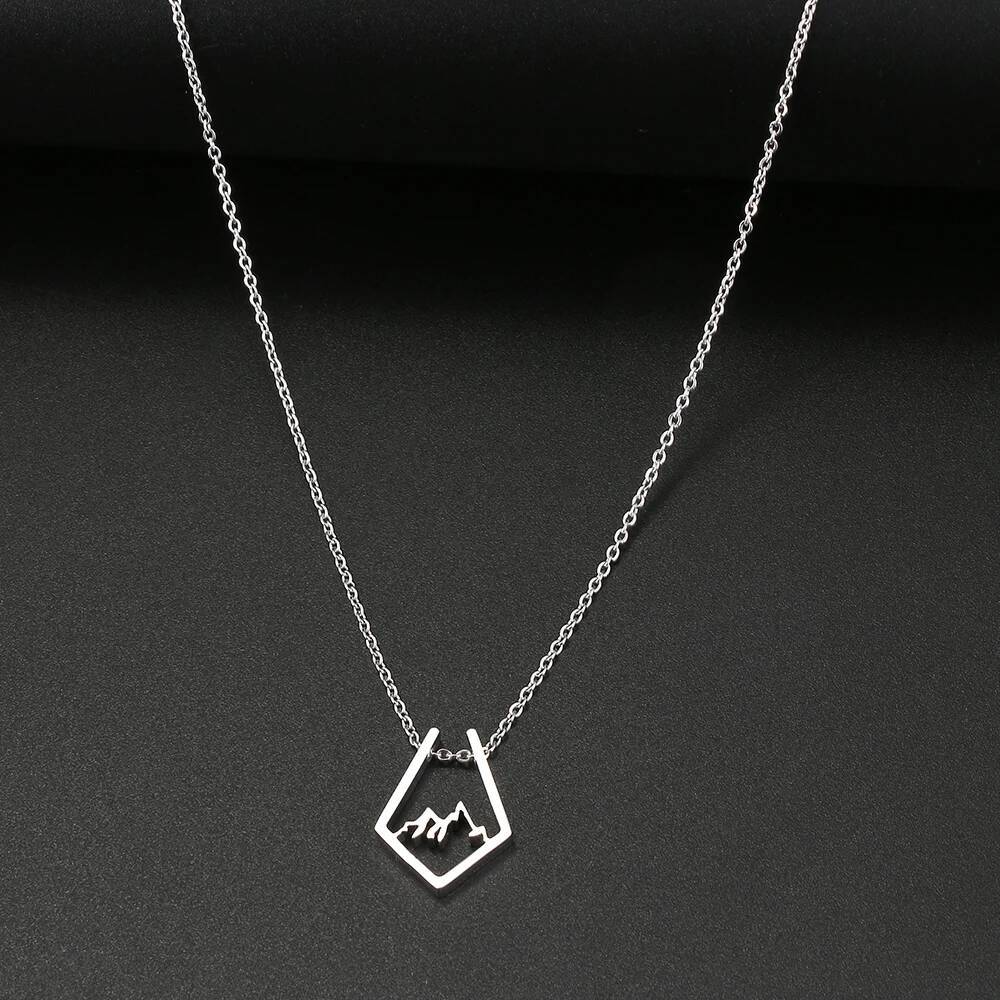 Stainless Steel Necklaces Irregular Mountain Peak Pendant Chain Collar Charm Fashion Necklace For Women Jewelry Party Men Gifts Jewelry for Women