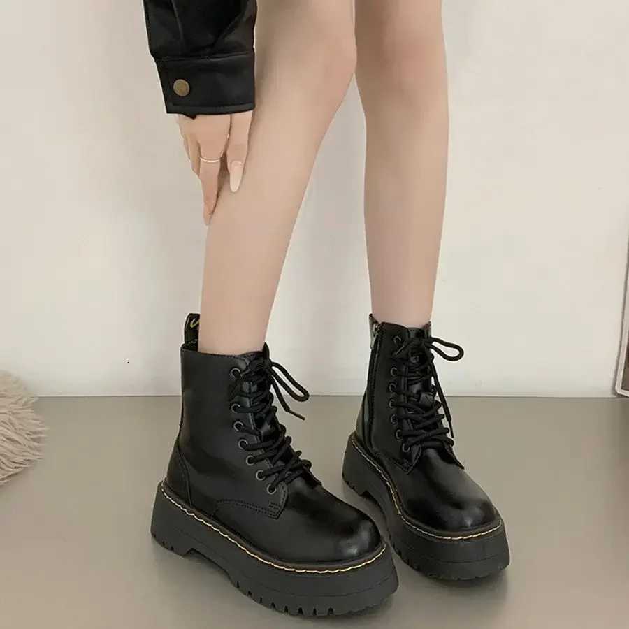 2024 Women Fi Boots Casual Shoes Woman Leather Chelsea Classic Punk Female Goth High Platform Boots Women Botas Mujer XJ250807