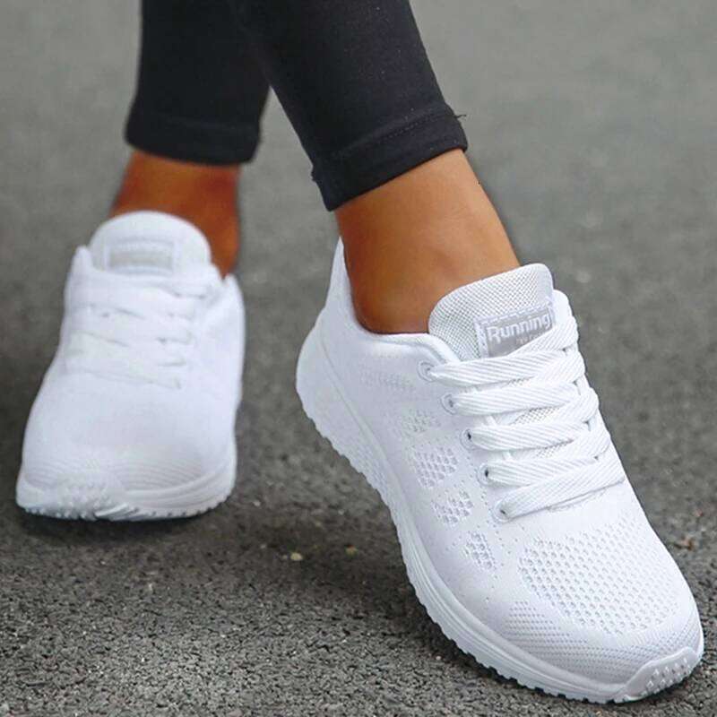 Women's Sneakers Breathable 2025 New Fashion Flat Outdoor designer Woman Vulcanize Mesh Fabric Lace Up Ladies Shoes Female Footwear