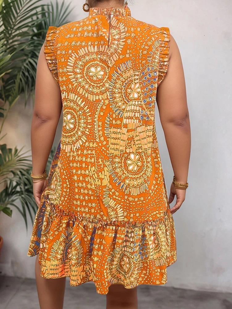 Plus Size 2025 Summer Womens Elegant Slim Fit Short Sleeve Dress Black gold and red paisley print ruched hem Round Neck 250807