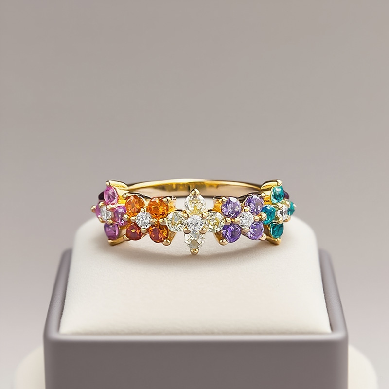 Hui Zhi Wing Jewelry Same S Silver Dopamine Color Camouflage Ring Light Luxury Fashion Style