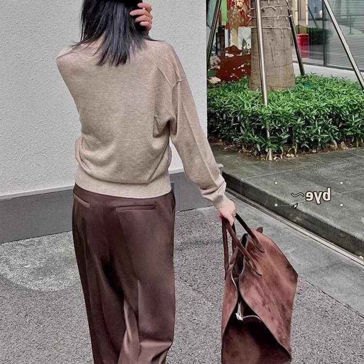 Suede light niche high end new soft leather capacity commuter shoulder tote large bag for women