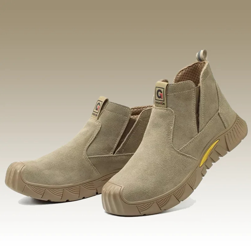 Safety Boots Men Safety Shoes Anti-Smash Indestructible Leather Material Work Boots Steel Toe Security Boots Footwear 250731
