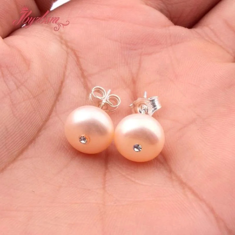9mm Round Pink Purple White Natural Freshwater Pearl Elegant Minimalist Stud Earrings 1 Pair Party Anniversary Jewelry Gift 250805