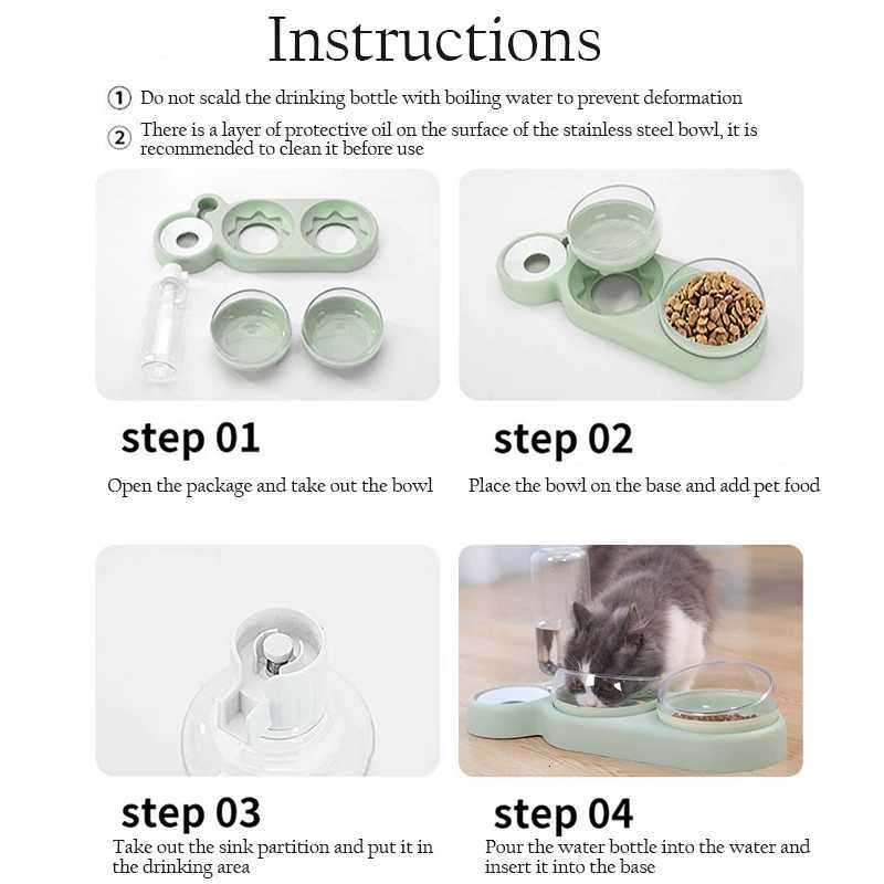 HOOPET New Pet Dogs Cats Double Bowls Food Water Feeder Container Dispenser For Dogs Cats Bowl Automatic Feeder Pet Supplies Y250806