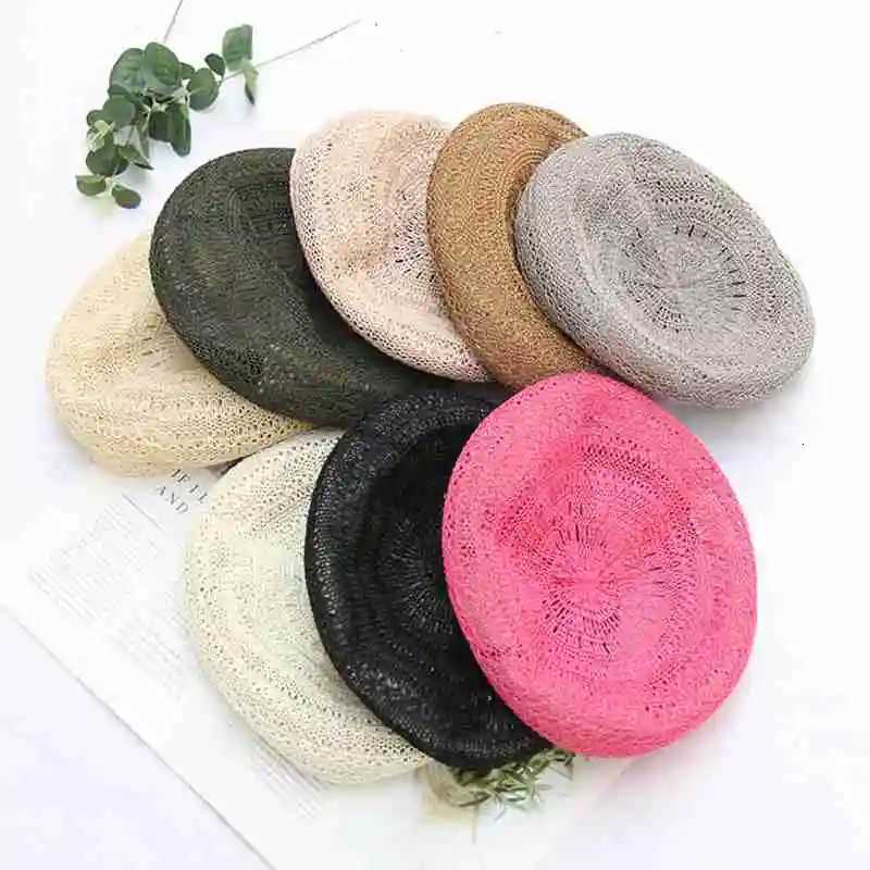 2019 New Korean Version Hollow Solid Color Breathable Beret Casual Tide Summer Adjustable Womens Hat Adult C XJ250807