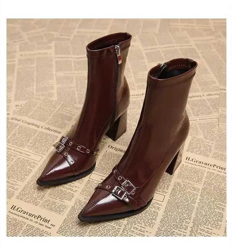 High Heels Ankle Womens Boots Pointed Toe Sexy Shoes for Women 2024 New Side Zip Classic Daily Boots Women Boots Botas XJ250807