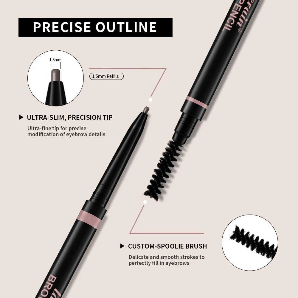 Long Lasting Ultra Fine Liquid Eyebrow Pen Waterproof Matte Double Head Eyebrow Pen Dark Brown Eyebrow Pencil with Brush Makeup W250807