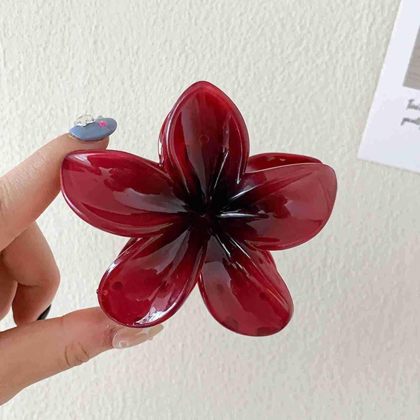 Gradient Frangipani Hair Clip 1PC Plumeria Hairpin Ins Style Ponytail Holder Barrette Sweet Claws Party Hair Accessories U250807