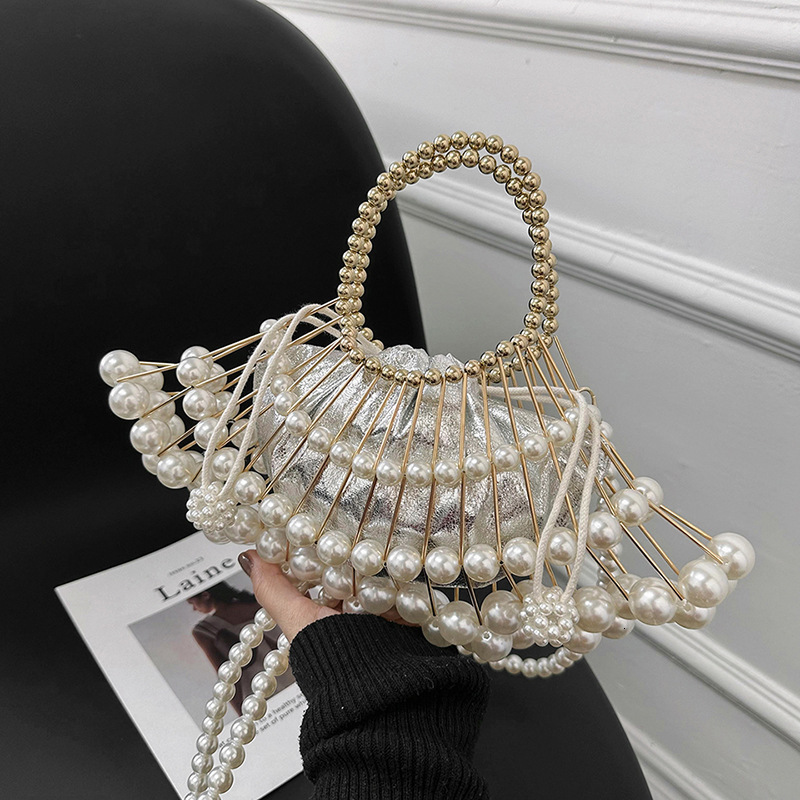 Free shipping designer 2023 New Women Bag Niche Design Pearl Shoulder Bag Crossbody Bag Internet Celebrity Stylish Beaded Handbag Evening Bag