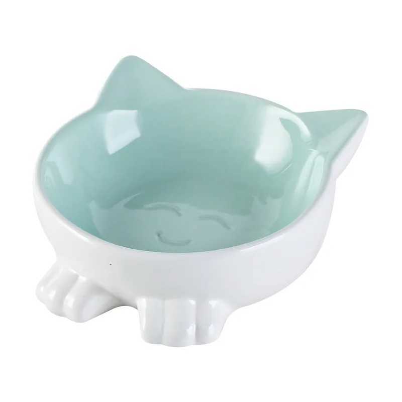 Cute Cat Bowl Ceramic Tilted Kitten Pet Bowls for Small Dogs Raised Cats Water Food Bowls Feeding Plates Eating Bowl Feeder Y250806