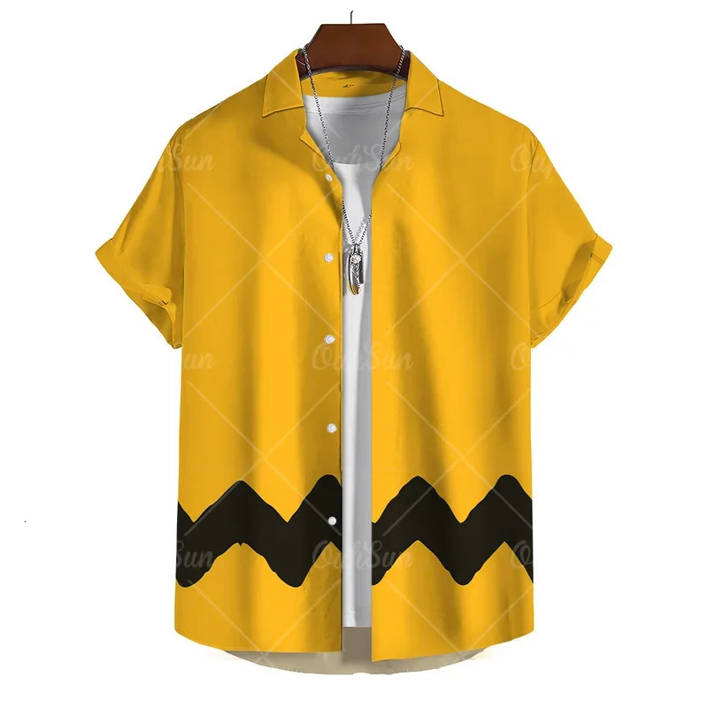 Fashion Yellow Oversized Hawaiian Social Shirt For Men Camisas Casuais Mens Summer Clothing 3d Print Short Sleeves Top Blouse 250807