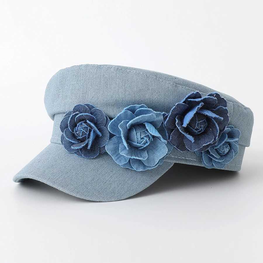 Womens Denim Beret Fashion Ladies Trend Flat Top Fabric Military Cs XJ250807