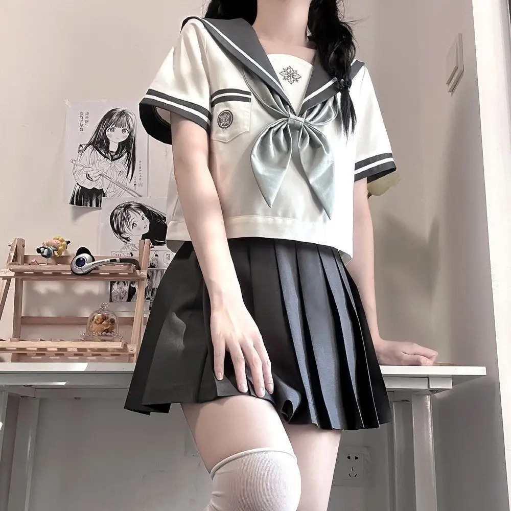 Korean High School Uniform Japanese Orthodox Seifuku Sailor Suit Student Kawaii Jk Outfit Cosplay Summer Pleated Skirt 250729