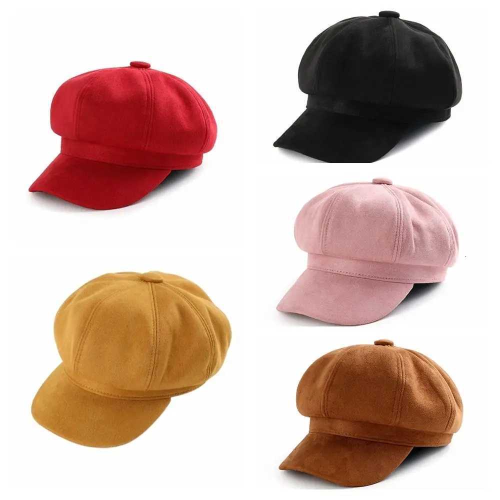 Fashion Korean Style Berets Hat Keep Warm Solid Color Suede Octagonal Hat Y2k JK Newsboy C Autumn/Winter XJ250807