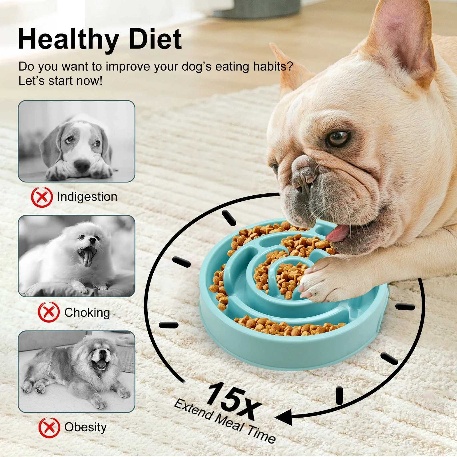 Pet Dog Slow Feeder Bowl Fun Non Slip Anti-Gulping Slower Food Feeding Dishes Eco Dog Bowl for Large Medium Small Dogs Puppy Y250806