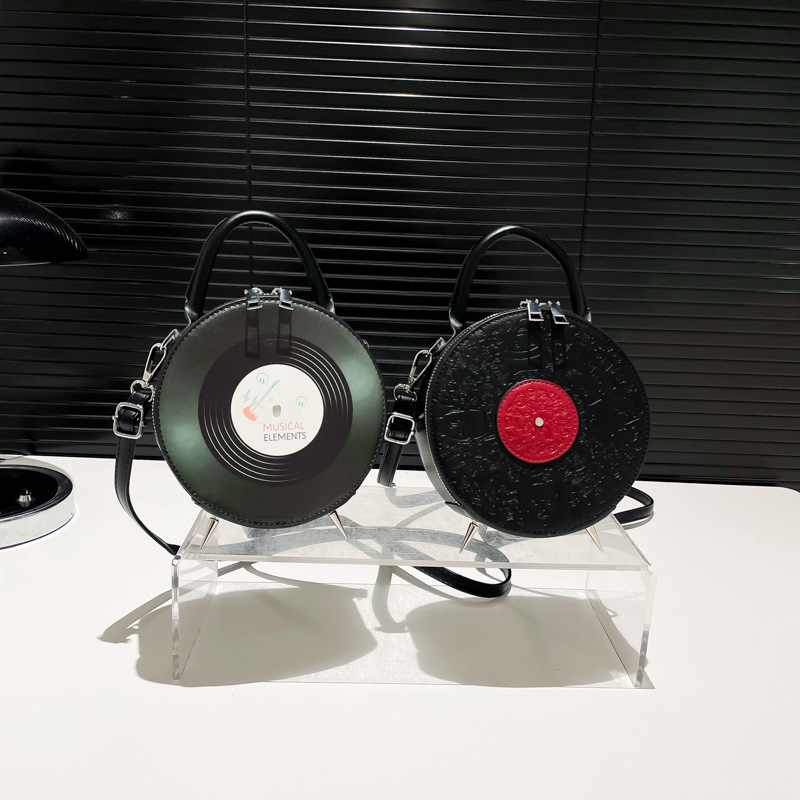 Free shipping designer Niche Design Bag for Women Ins Style Retro Record Shape Crossbody Bag Quirky Commuter Small Round Bag