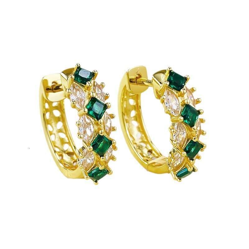 Mujing Jewelry S Sier Women's Colorful Gemstone Artificial Emerald Simulated Dia Earrings Daily Fashion