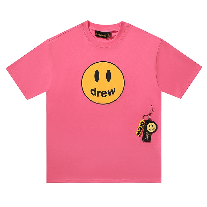 Drew House New Mens Clothing Multicolored print T shirt men's and women's printed loose short sleeve T-shirt