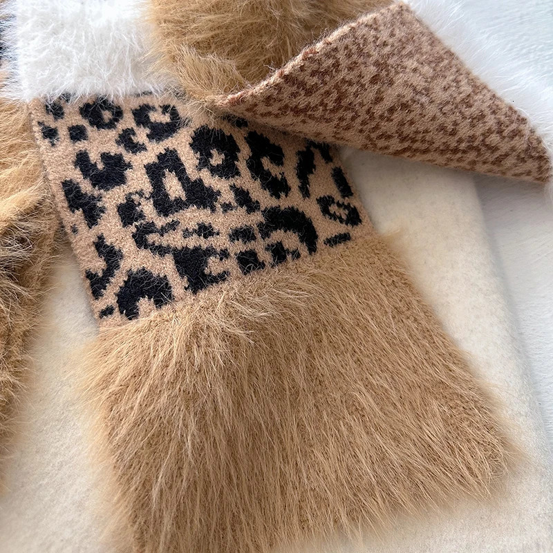 Leopard Knitting Scarf Women Autumn Winter Thick Soft Warm Muffler HighQuality Versatile Cashmere Shawl Female 250806