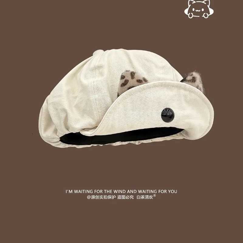 ute Koren Version of Cat Ears Beret Fashion Spring and Summer Street Casual Versatile Star Anise Painter Hat for Womens XJ250807