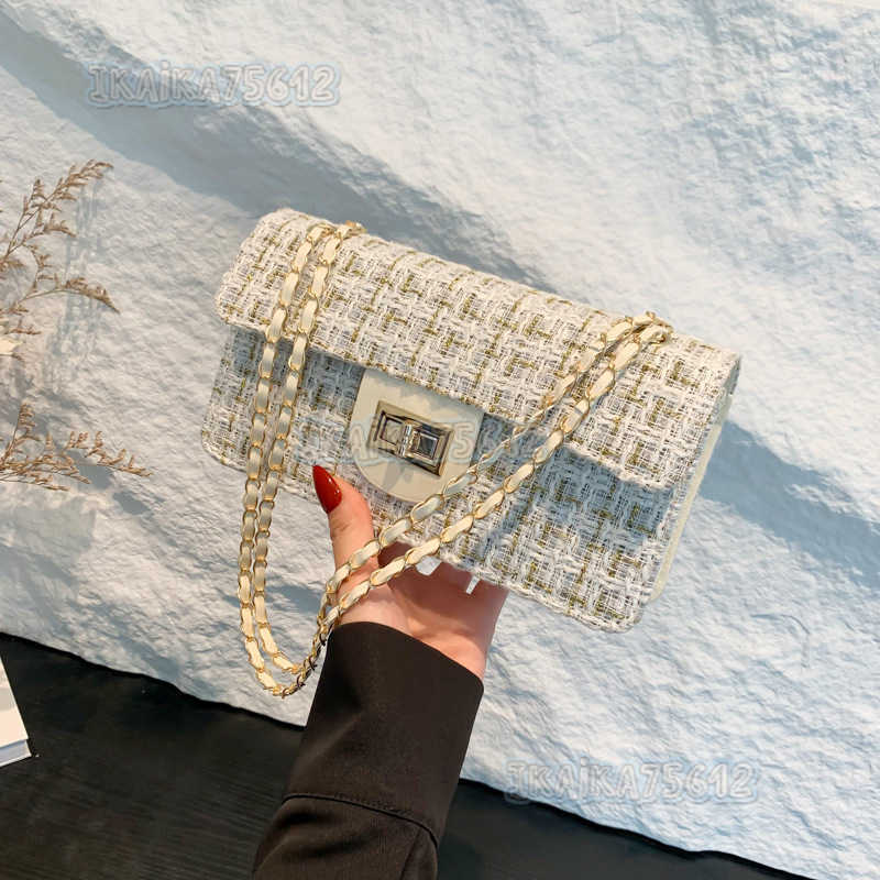 Niche Design Woolen Bag for Women 2024 New Trendy Plaid Chain Shoulder Bag Stylish Versatile Crossbody Bag H250806