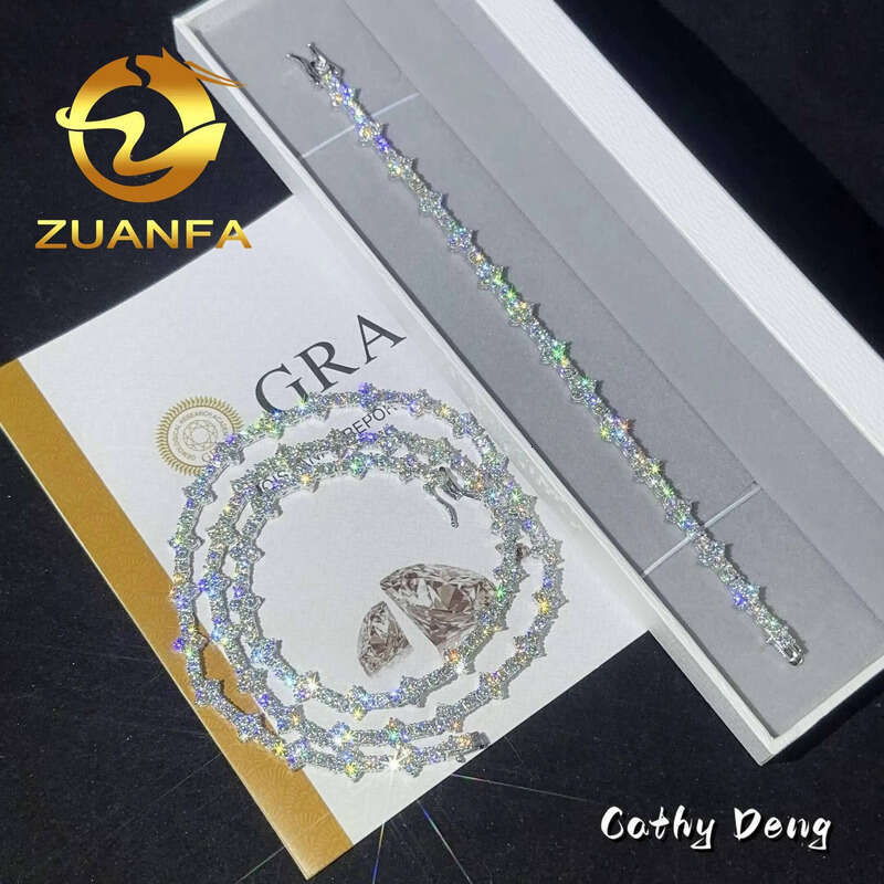 Ready Shipping 3mm New Style Hip Hop Bracelet Sier Vvs Tennis Moissanite Chain Women mens Necklace
