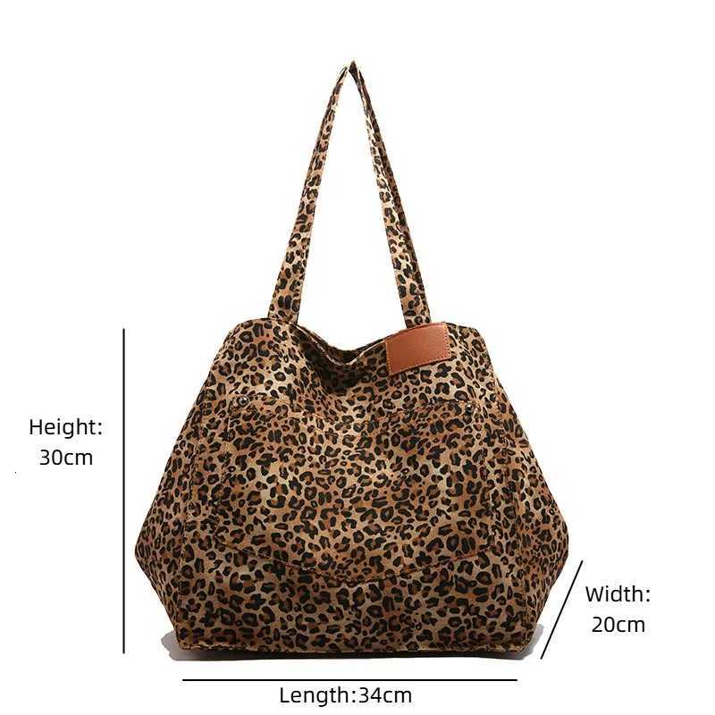 Leopard Print Canvas Tote Bag Large Capacity Fashion Shoulder Bag for School Work Shopping Handbag Z250807