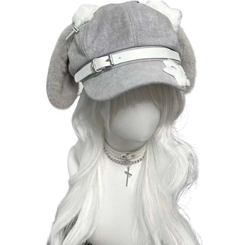 Gothic Lolita Beret Kaii Hat Punk Bone Long Eared Puppy Hat For Women Girls Cosplay Hats Versatile Sunscreen Hat Gifts XJ250807