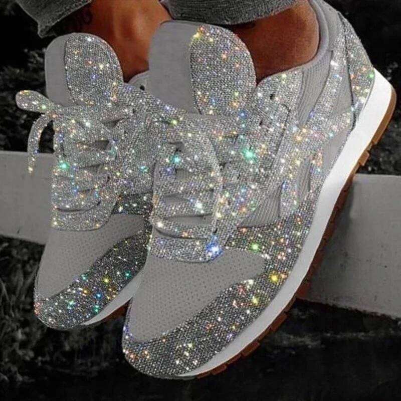 2025 New Flat Sneakers Casual designer Bling Vulcanized Women Mesh Lace Up Platform Plus Size Fashion Outdoor Woman Shoes