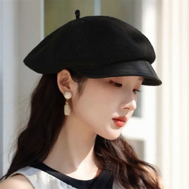 RICYGVM Summer Mesh Berets For Women Hollow Breathable Octagonal C Art Retro Pumpkin Hat Fashion Girls Sun Protection Visors XJ250807