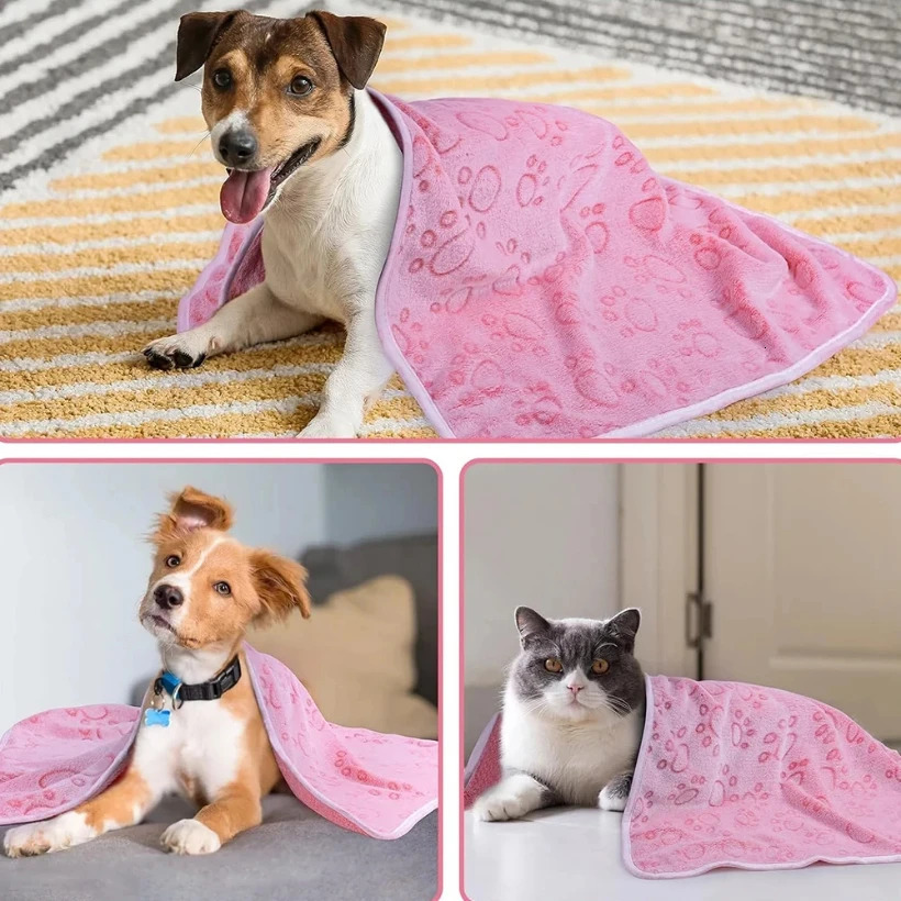 Pet BlanketSoft FluffyHigh QualityCute Paw Print Dog BlanketPet Pad Warm Cozy Blanket 250804