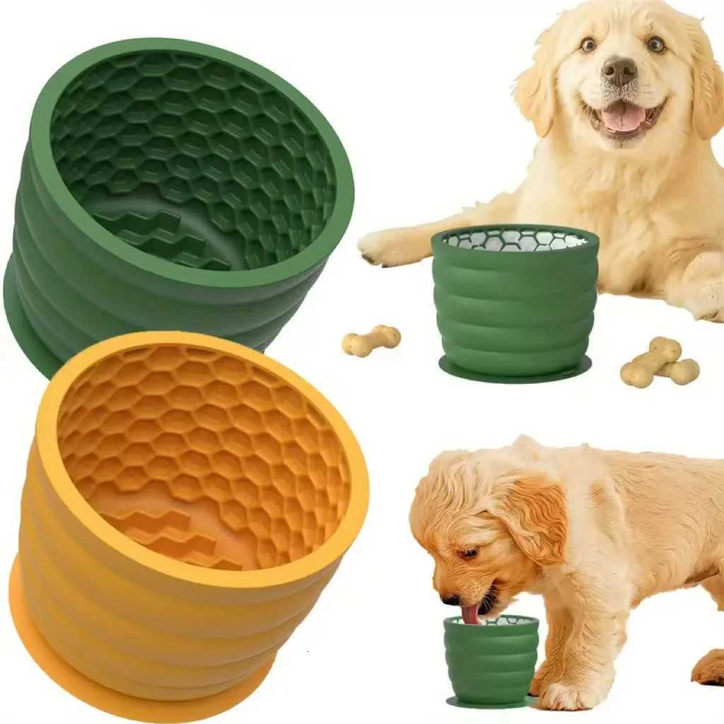 Silicone Slow Feeder Dog Bowl Cup - Anti-Slip Distraction Design for Small to Medium Breeds - Promotes Healthy Digestion Y250806