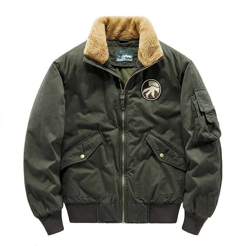 Designer Clothing 2025 Retro Jacket Winter New Hiking Hunting Plus Size Work Cotton-Padded Clothes Lamb Wool Led Thick Warm Parka Men's Clothing