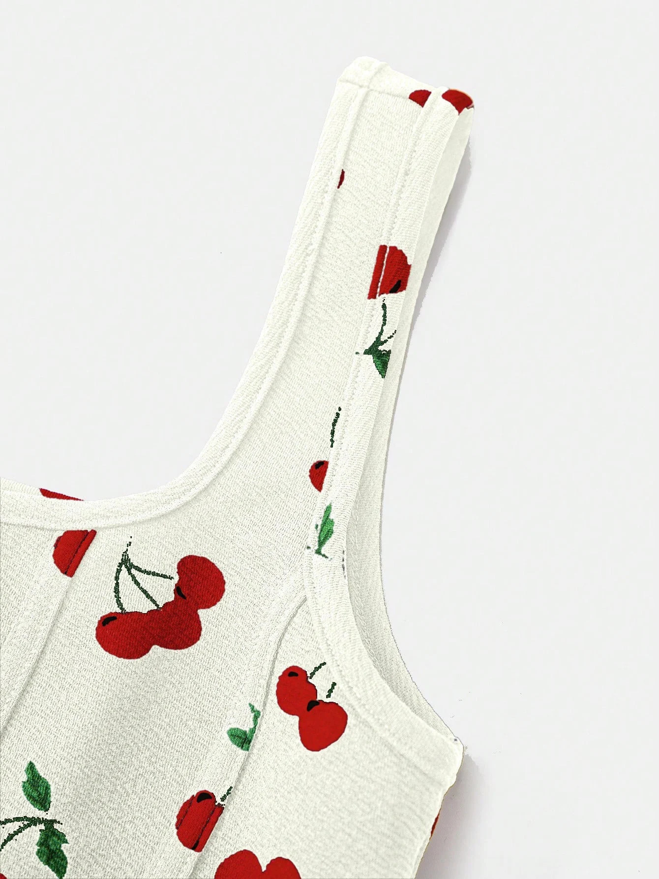 Womens Summer Casual Sleeveless Cherry Print Cropped Tank Top Fashionable Daily Wear Tops 250807
