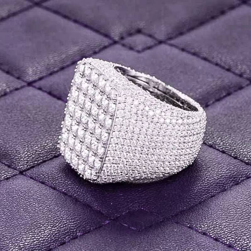 GRA Mens 925 Sterling Silver Hip Hop Iced Out Bling Cluster Ring VVS Moissanite D Color Passes Diamond Tester Gift