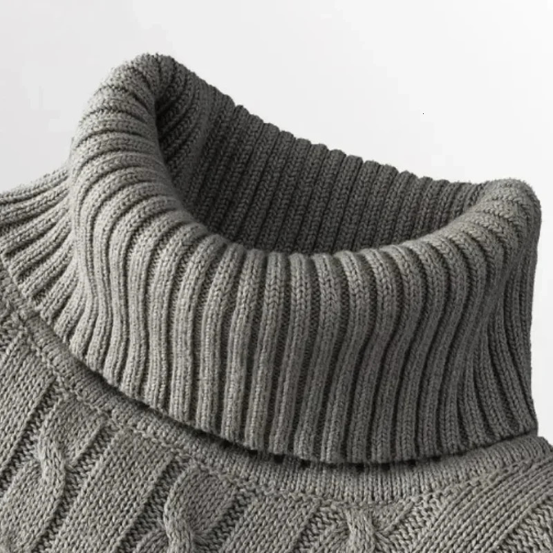 Mens High Neck Sweater Solid Color Pullover Knitted Warm Casual Turtleneck Men Clothes 250801