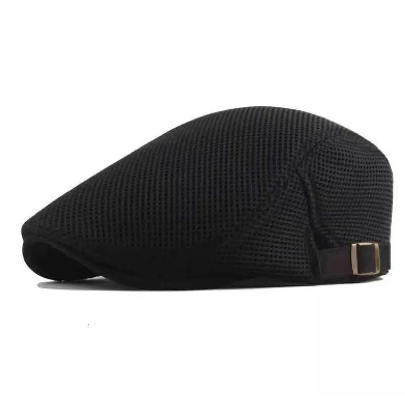Summer Hollow Mesh Breathable Sun Hat Classic Solid Color Beret for Men and Women Universal Hats Outdoor Sports XJ250807