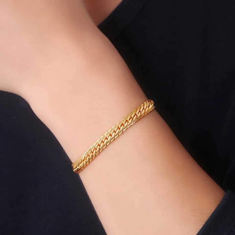 5/7mm Stainless Steel Snake Chain Bracelets for Men Silver Plated Hand Chain Bracelet for Women Men Trendy Jewelry Gifts W250807