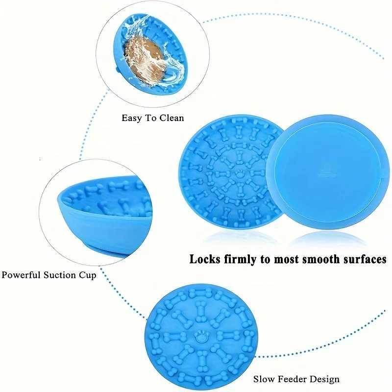 Silicone Slow Food Bowl Round Dog Bowl Cat Anti-Choking Anti-Knocking Feeding Plate Food Bowl with Suction Cup Pet Supplies Y250806