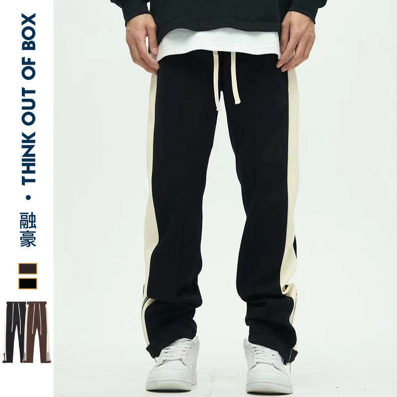 Striped With Ankle Zipper 2023 Autumn Winter New Casual Loose Jogger Pants Trendy Men's Trousers B5